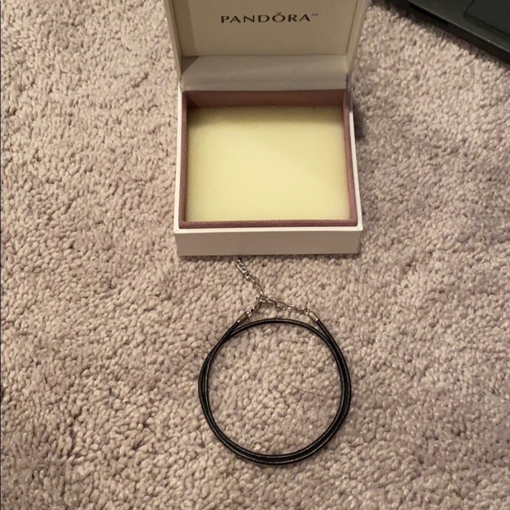 Pandora black Leather Necklace/bracelet New